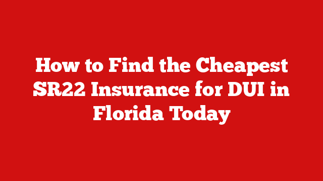 How to Find the Cheapest SR22 Insurance for DUI in Florida Today