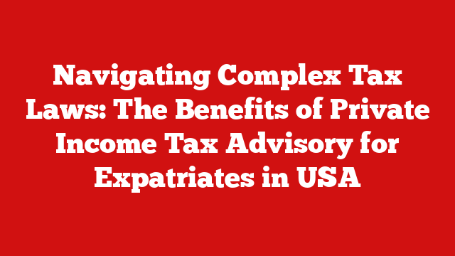 Navigating Complex Tax Laws: The Benefits of Private Income Tax Advisory for Expatriates in USA
